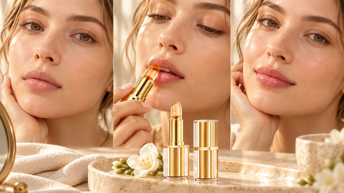 HerNova clear lip balm and naturally rosy lips